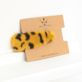Hair clip faux fur leopard yellow